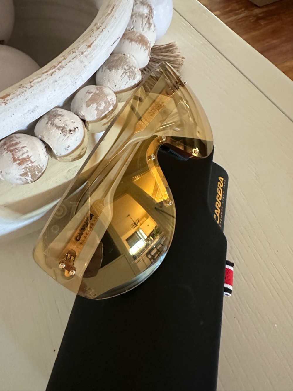 CARRERA EYE WEAR SINCE 1956Gold Mirrored Shield Visor Sunglasses